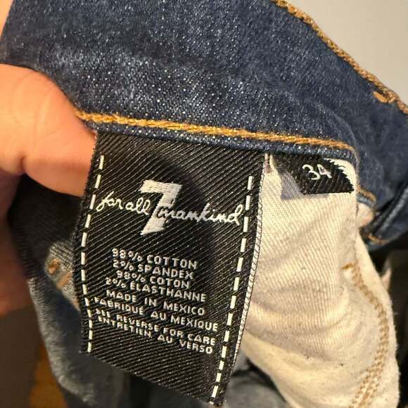 7 For All Mankind Standard Men’s Jeans Size 34 Straight Leg Dark Wash Denim - Picture 2 of 4